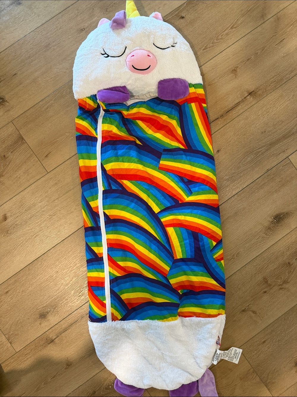 Kids Rainbow Unicorn Sleep Sack - Plush Rainbow Stripe Pajama